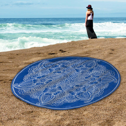 60" Round Cotton 2 Piece Beach Towel Set