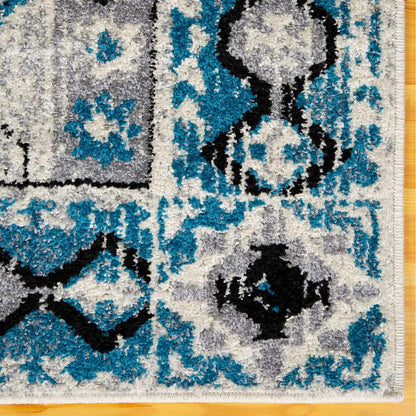  Superior Indoor Home Rustic Geometric Rug - Ocean Blue