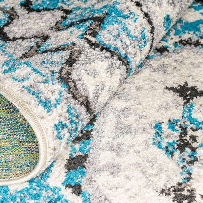  Superior Indoor Home Rustic Geometric Rug - Ocean Blue