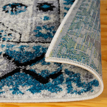  Superior Indoor Home Rustic Geometric Rug - Ocean Blue