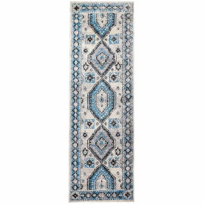  Superior Indoor Home Rustic Geometric Rug - Ocean Blue