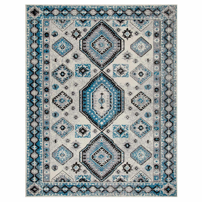  Superior Indoor Home Rustic Geometric Rug - Ocean Blue