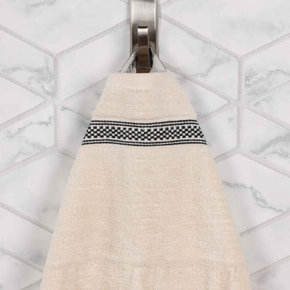 Brea Zero Twist Cotton Ribbed Geometric Border Bath Sheet Set of 2