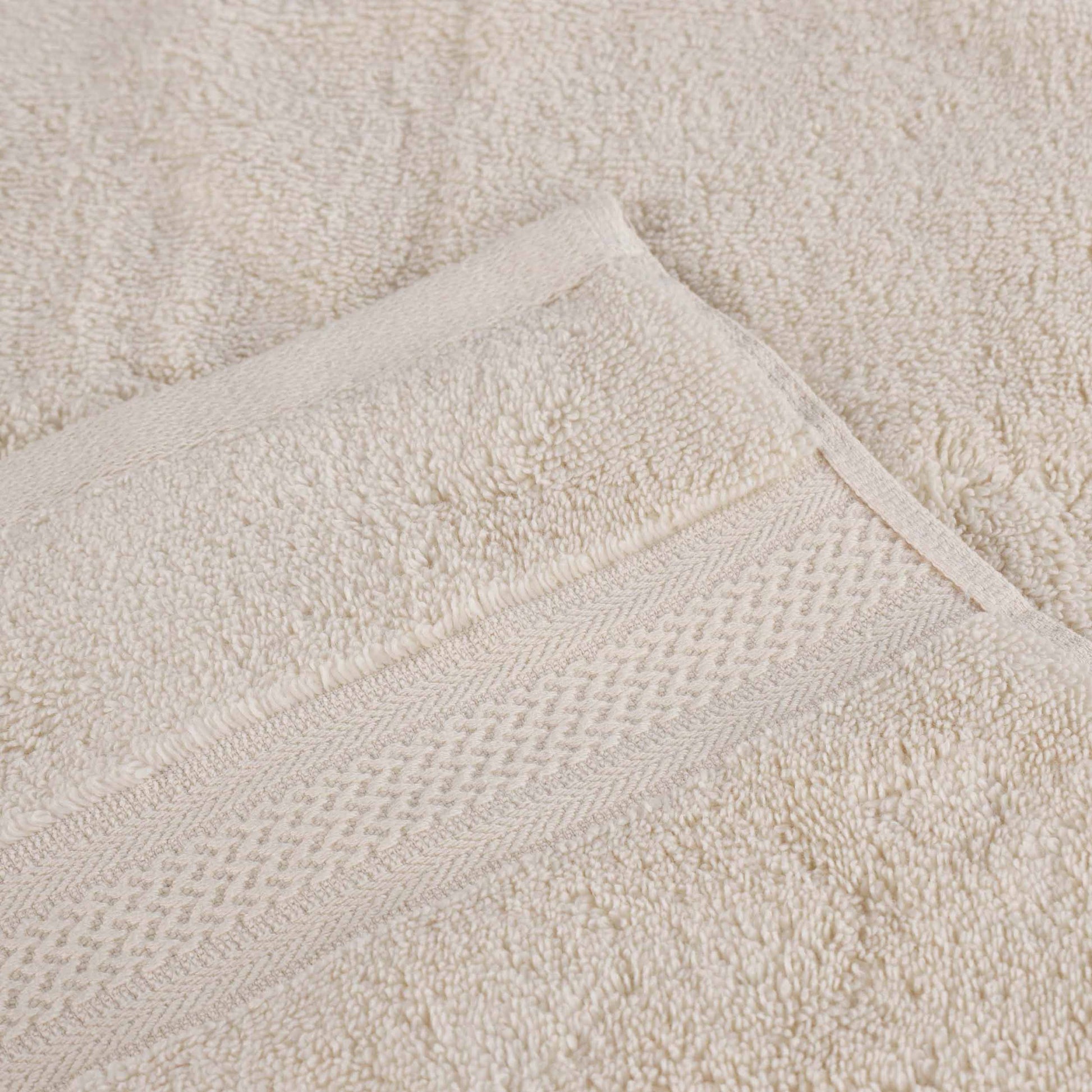 Chevron Zero Twist Solid and Jacquard Soft Cotton 6 Piece Towel Set - Ivory