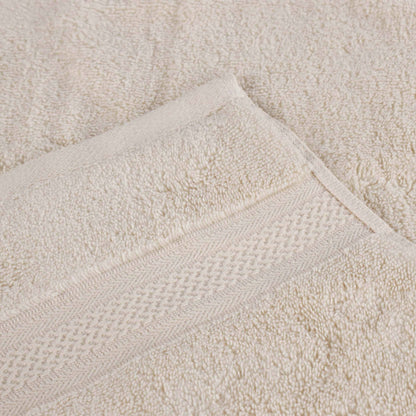 Chevron Zero Twist Solid and Jacquard Soft Cotton 6 Piece Towel Set - Ivory
