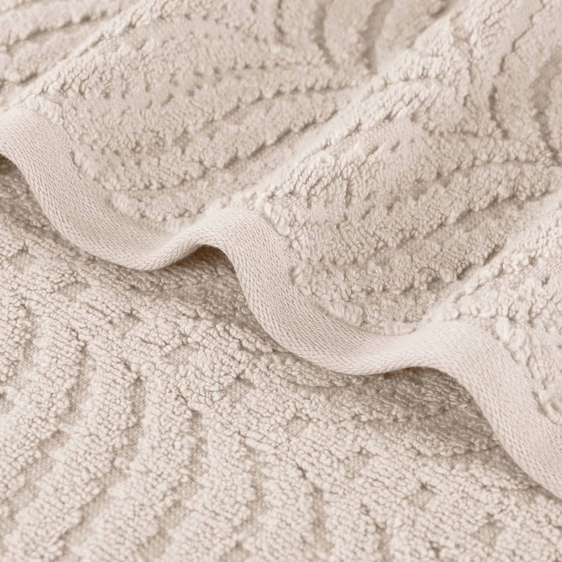 Chevron Zero Twist Solid and Jacquard Soft Cotton 6 Piece Towel Set - Ivory
