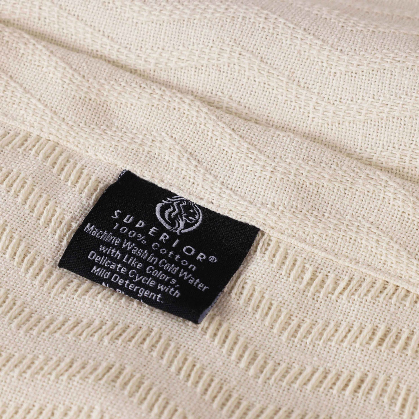 Jena Cotton Textured Chevron Lightweight Woven Blanket - Ivory