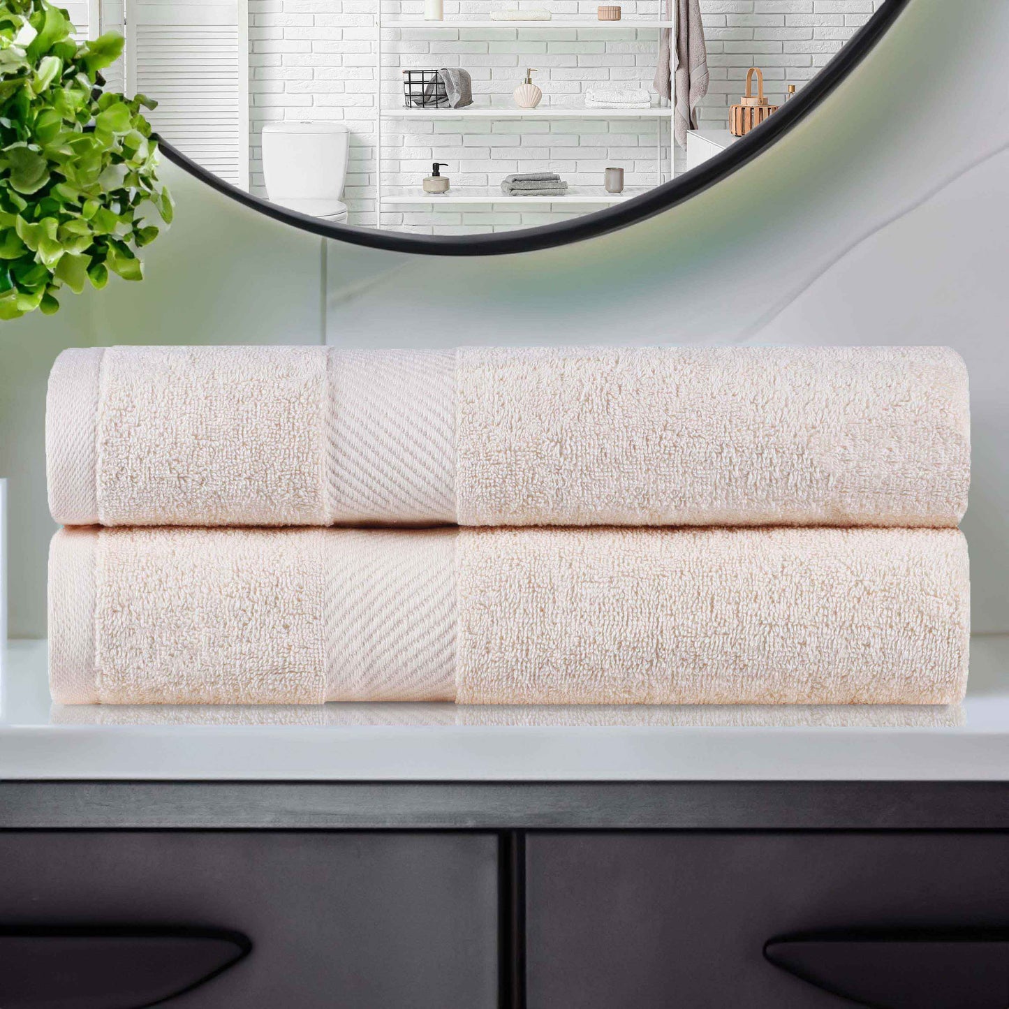 Kendell Egyptian Cotton Solid Medium Weight Bath Towel Set of 2