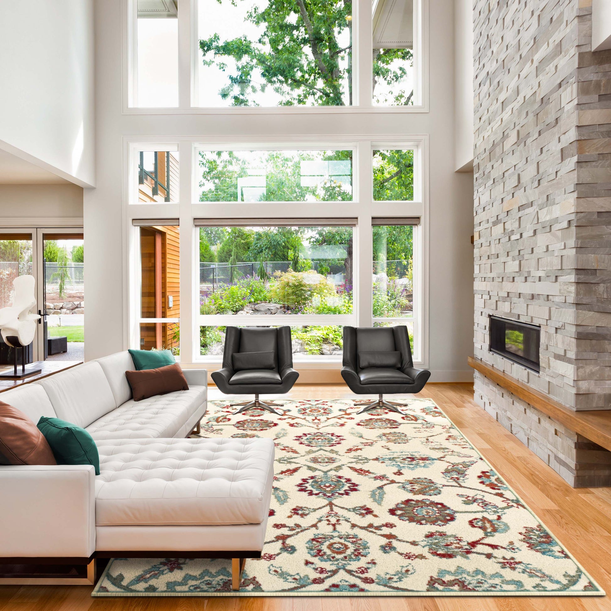 Brookshire Antique Traditional Floral Indoor Area Rug - Ivory