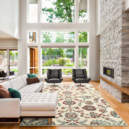 Brookshire Antique Traditional Floral Indoor Area Rug - Ivory