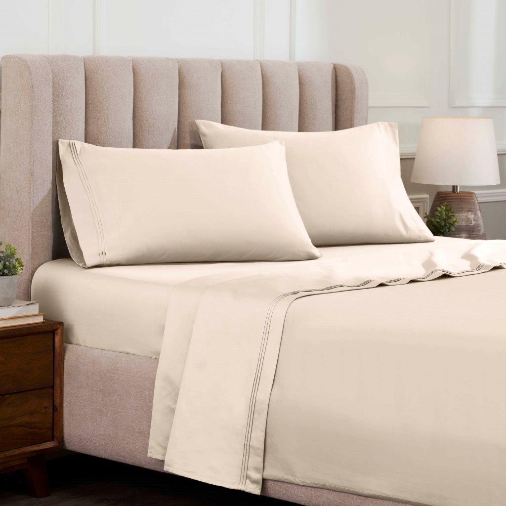 Egyptian Cotton 1500 Thread Count Eco Friendly Solid Sheet Set - Ivory