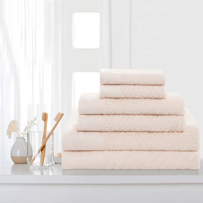 Egyptian Cotton Medium Weight Basket Weave 6 Piece Towel Set