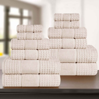 Napa Zero Twist Cotton Solid Waffle Honeycomb 12 Piece Towel Set