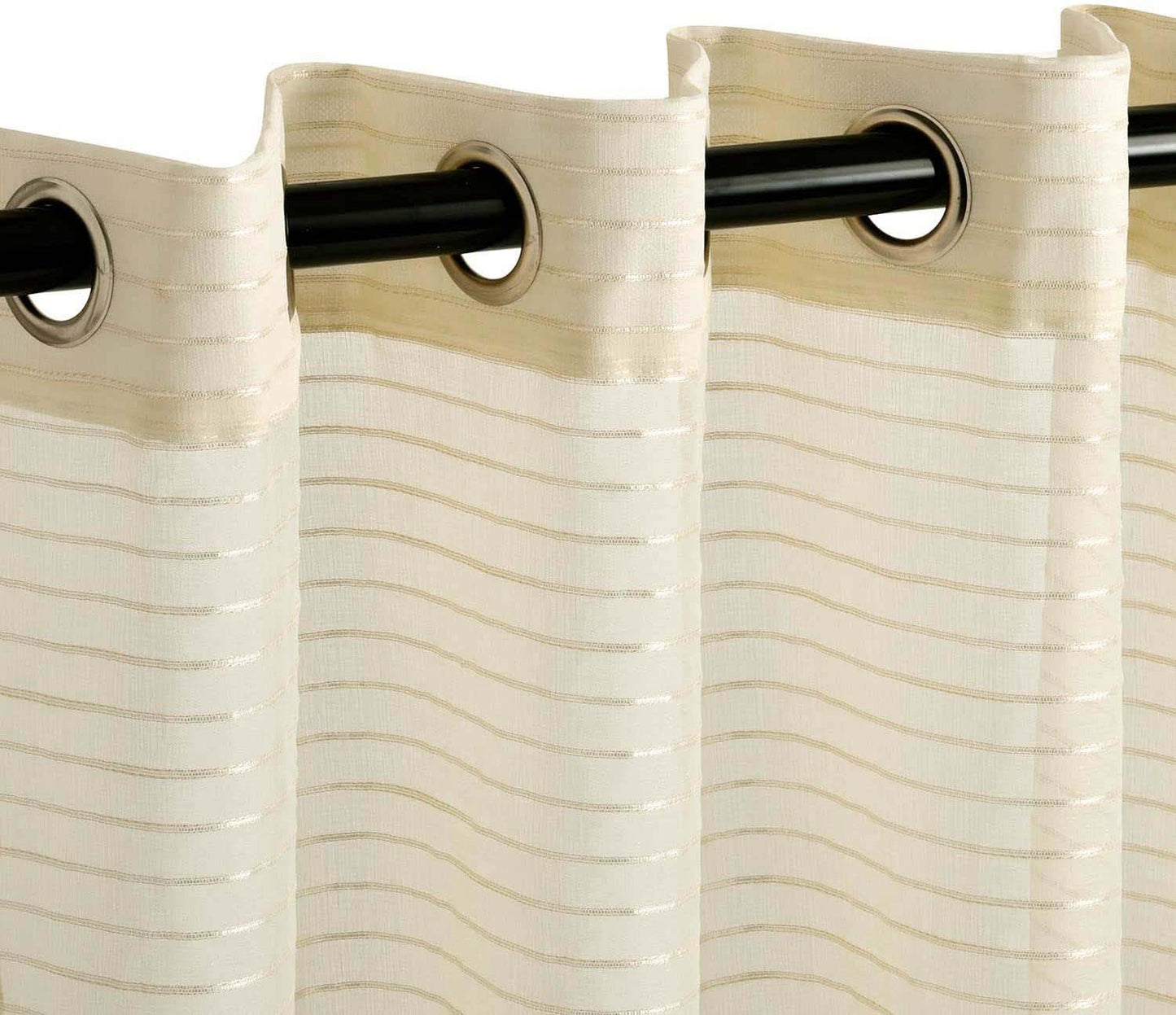 Jackson Striped Sheer Window Curtain Panels - Ivory