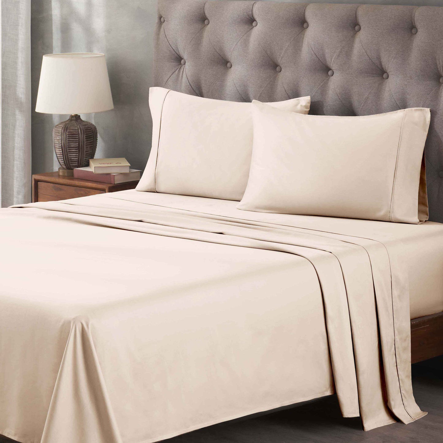 400 Thread Count Egyptian Cotton Solid Deep Pocket Sheet Set - Ivory