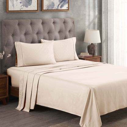 Egyptian Cotton 300 Thread Count Solid Deep Pocket Sheet Set - Ivory