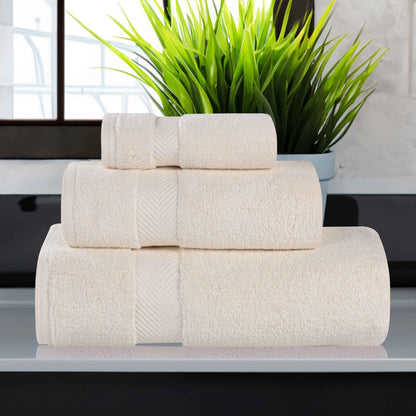 Zero-Twist Smart-Dry Combed Cotton 3 Piece Towel Set - Ivory