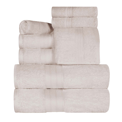 Cotton Heavyweight Absorbent Plush 8 Piece Towel Set - Ivory