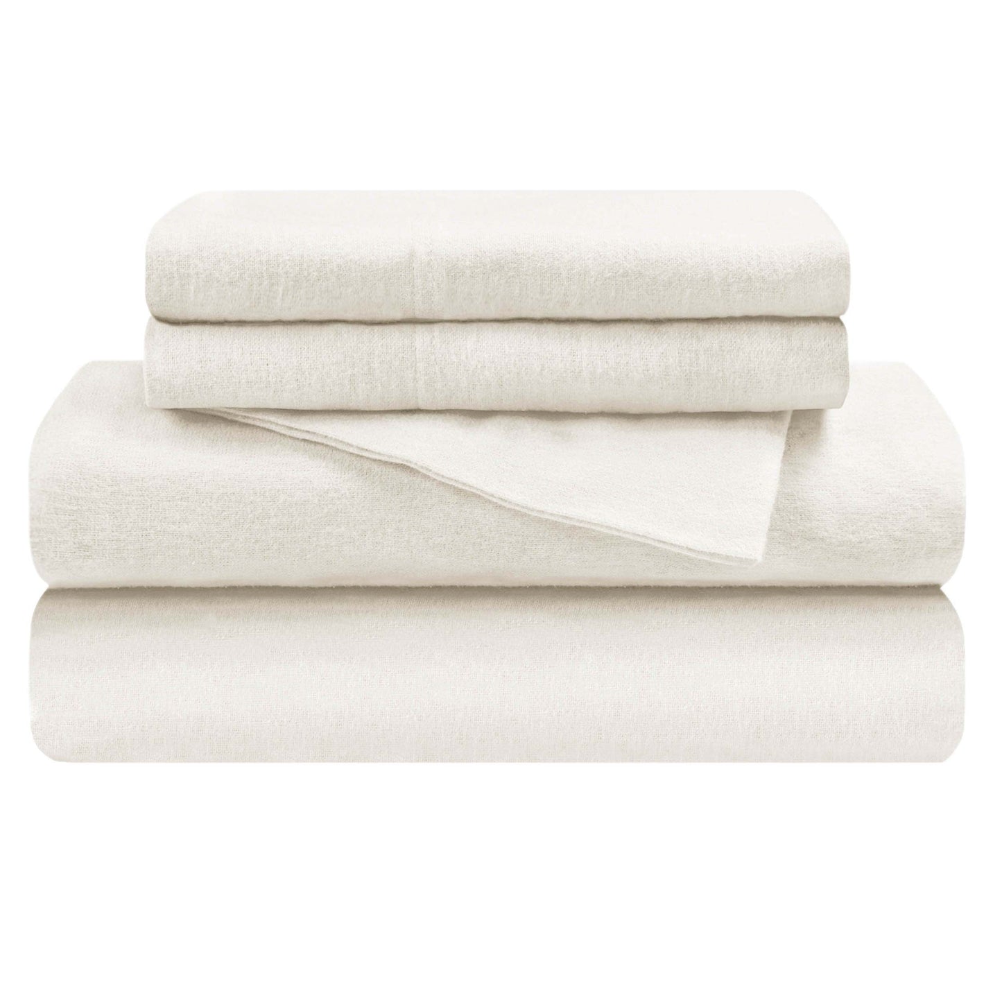 Cotton Flannel Trellis Solid Deep Pocket Sheet Set - Ivory