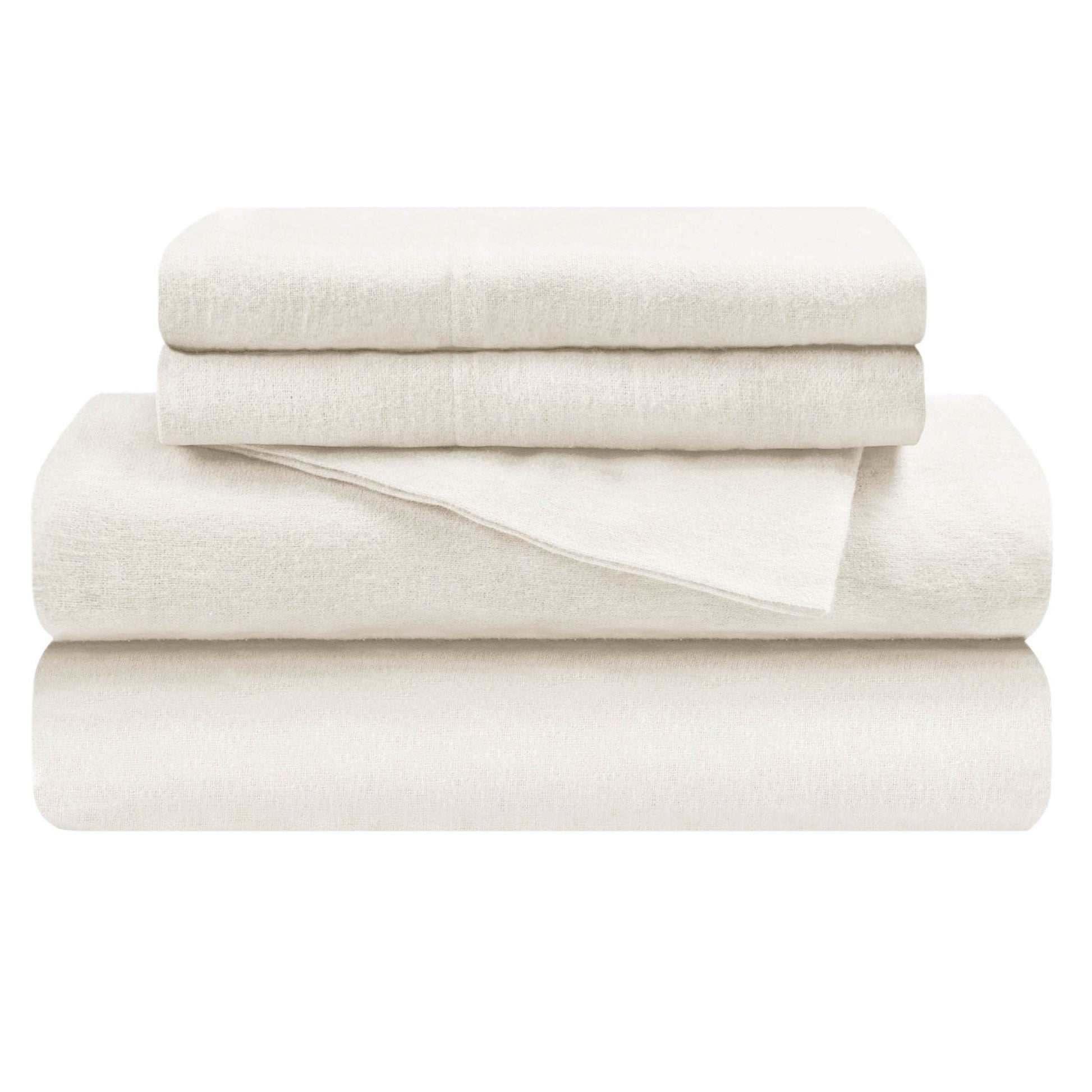 Cotton Flannel Trellis Solid Deep Pocket Sheet Set - Ivory