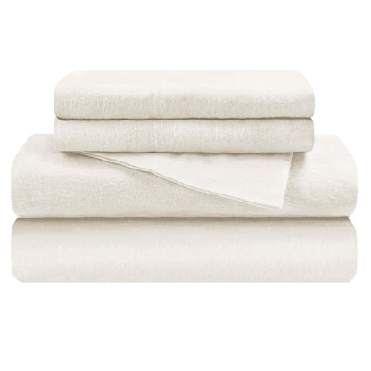 Cotton Flannel Trellis Solid Deep Pocket Sheet Set - Ivory