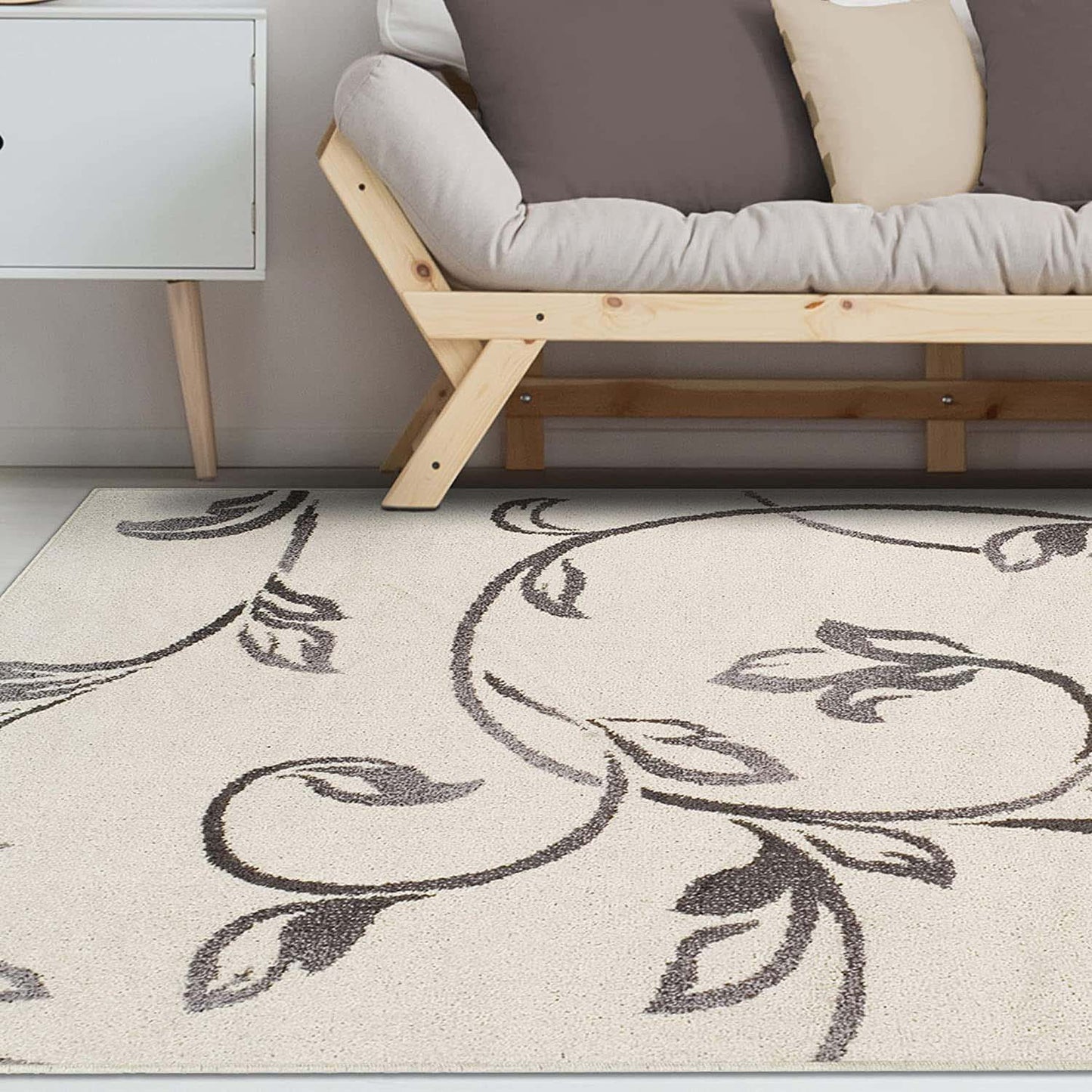 Vine Modern Floral Filigree Pattern Area Rug or Runner Rug