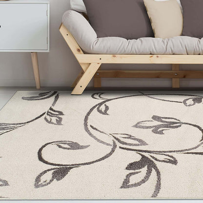 Vine Modern Floral Filigree Pattern Area Rug or Runner Rug