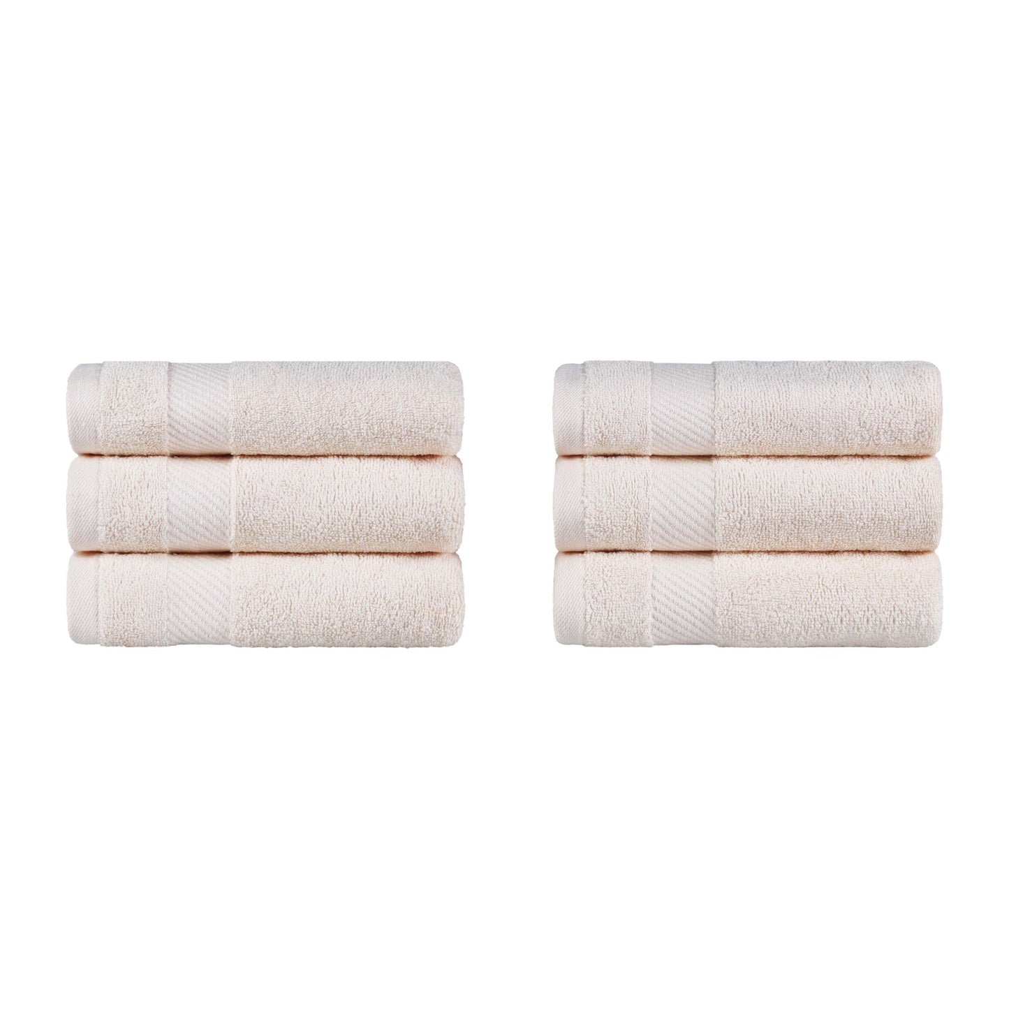 Egyptian Cotton Dobby Border Medium Weight 6 Piece Hand Towel Set