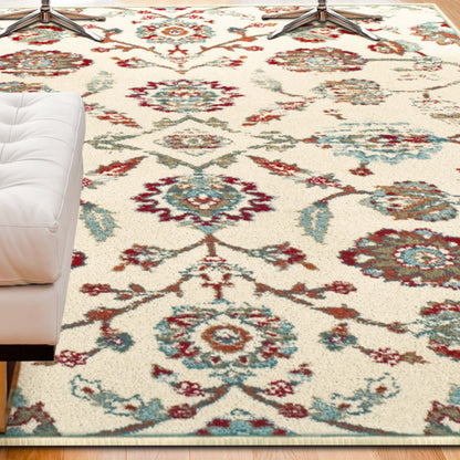 Brookshire Antique Traditional Floral Indoor Area Rug - Ivory
