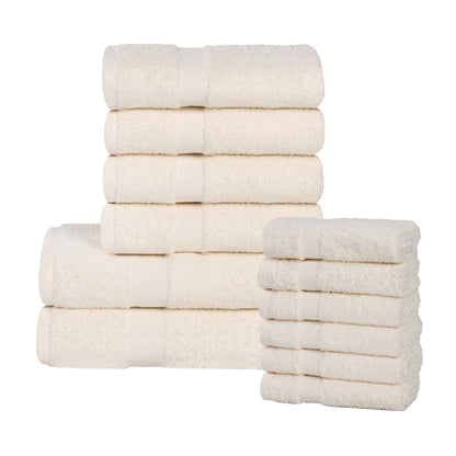 Eco-Friendly Cotton Absorbent Assorted 12 Piece Towel Set