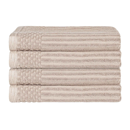 Soho Ribbed Cotton Absorbent Bath Towel Set of 4 - Ivory