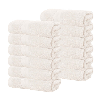 Smart Dry Zero Twist Cotton Medium Weight Face Towels, Set of 12