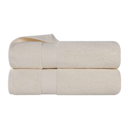 Zero Twist Smart Dry Combed Cotton 2 Piece Bath Towel Set - Ivory