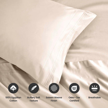 1500 Thread Count Egyptian Cotton 2 Piece Solid Pillowcase Set - Ivory