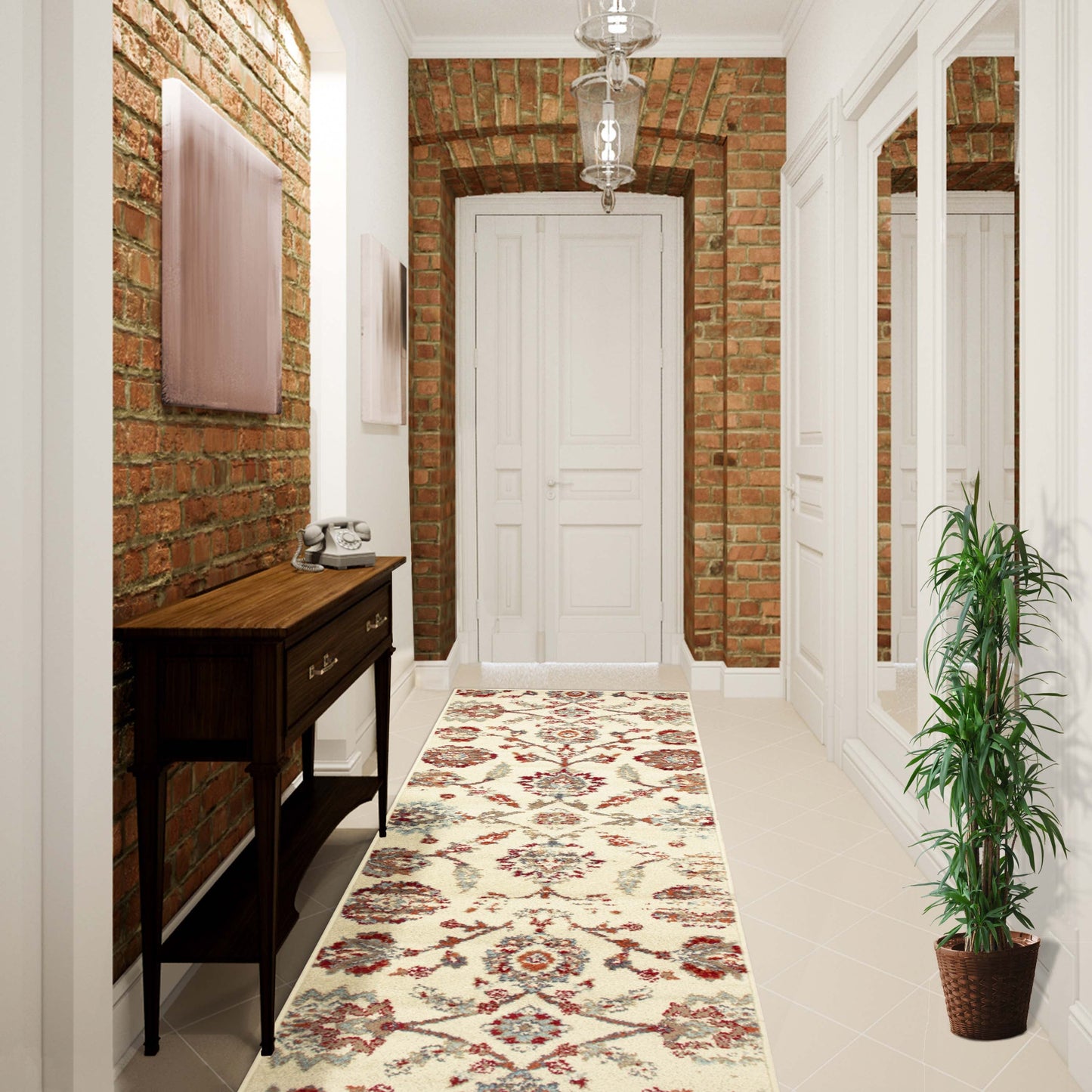 Brookshire Antique Traditional Floral Indoor Area Rug - Ivory