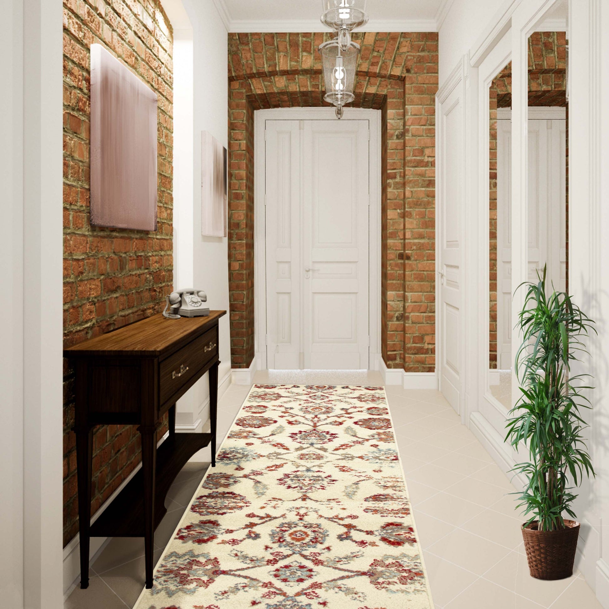 Brookshire Antique Traditional Floral Indoor Area Rug - Ivory