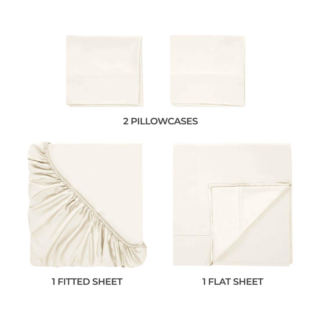 Modal From Beechwood 400 Thread Count Cooling Solid Bed Sheet Set - Ivory