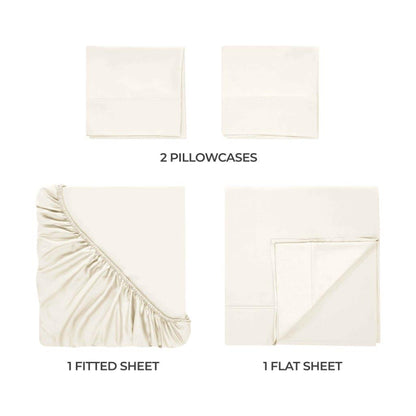 Modal From Beechwood 400 Thread Count Cooling Solid Bed Sheet Set - Ivory