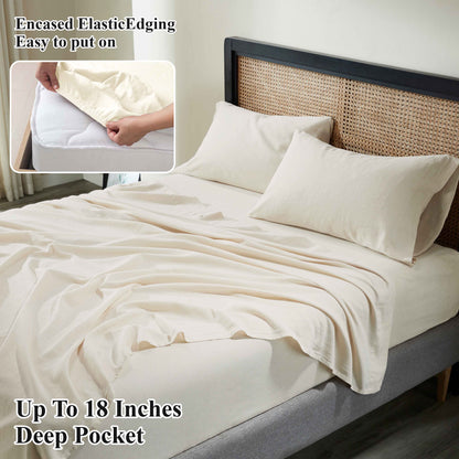 Orion Cotton Linen Blend Garment Washed Deep Pocket Bed Sheet Set