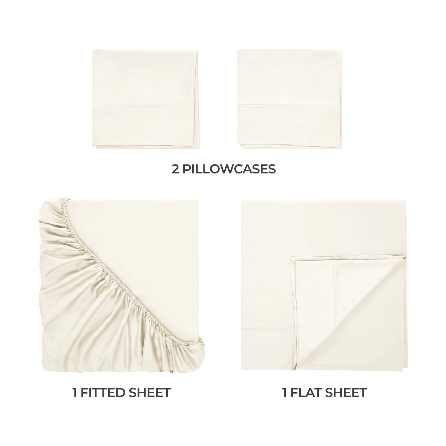 Egyptian Cotton 300 Thread Count Solid Deep Pocket Sheet Set - Ivory