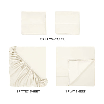 Egyptian Cotton 300 Thread Count Solid Deep Pocket Sheet Set - Ivory