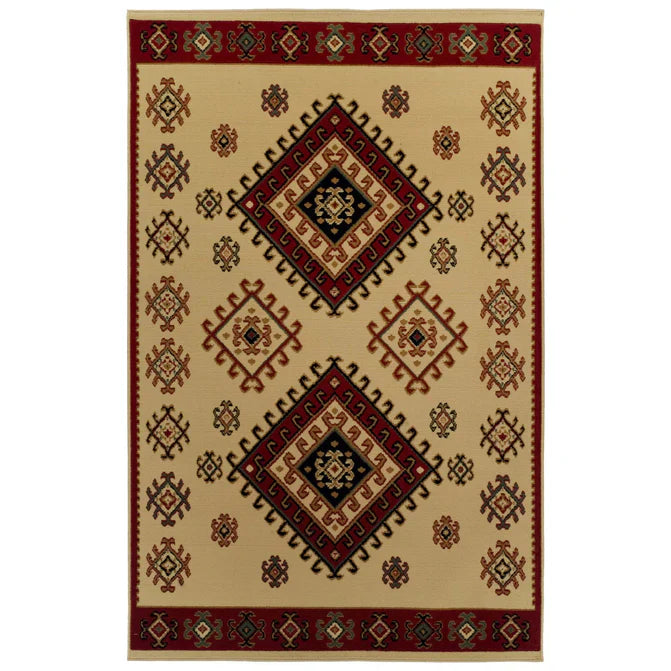 Santa Fe Southwestern Geometric Tribal Indoor Area Rug - Ivory