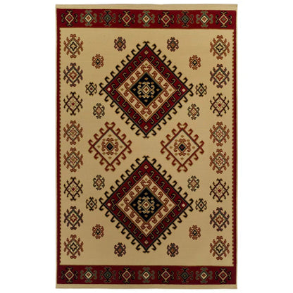 Santa Fe Southwestern Geometric Tribal Indoor Area Rug - Ivory