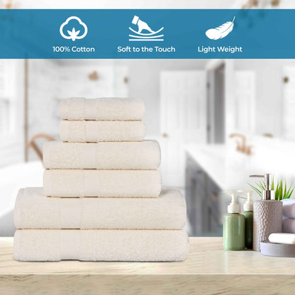 6 Piece Cotton Eco-Friendly Soft Absorbent Towel Set