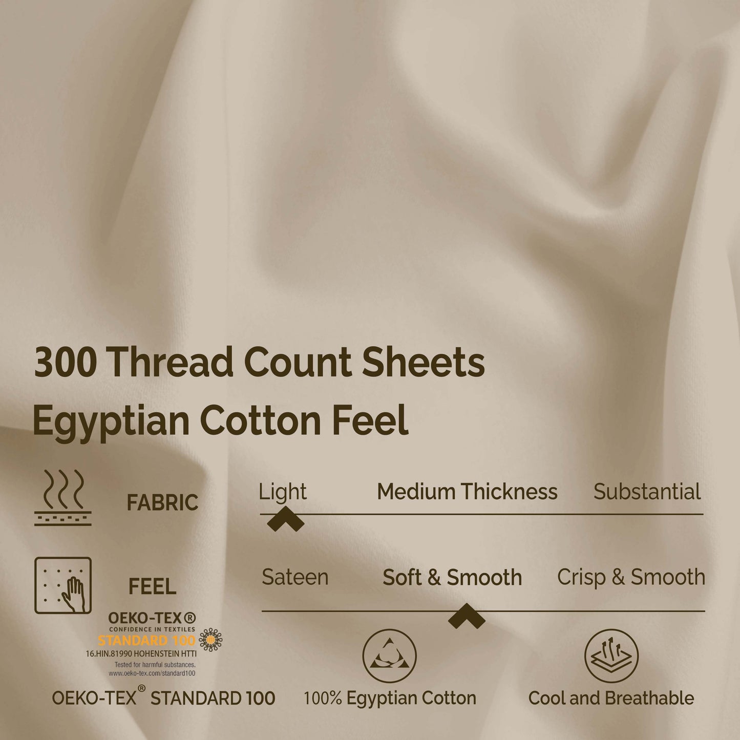 Egyptian Cotton 300 Thread Count Solid Deep Pocket Sheet Set - Lvory