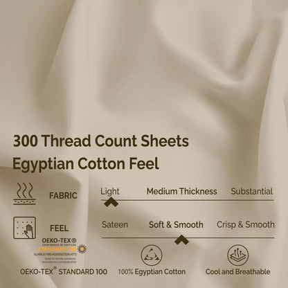 Egyptian Cotton 300 Thread Count Solid Deep Pocket Sheet Set - Lvory