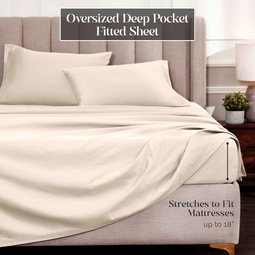 Egyptian Cotton 1500 Thread Count Eco Friendly Solid Sheet Set - Ivory