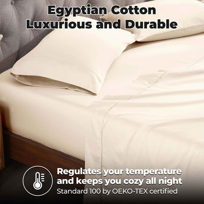 400 Thread Count Egyptian Cotton Solid Deep Pocket Sheet Set - Ivory