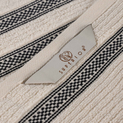 Brea Zero Twist Cotton Ribbed Geometric Border Face Towel Set of 12