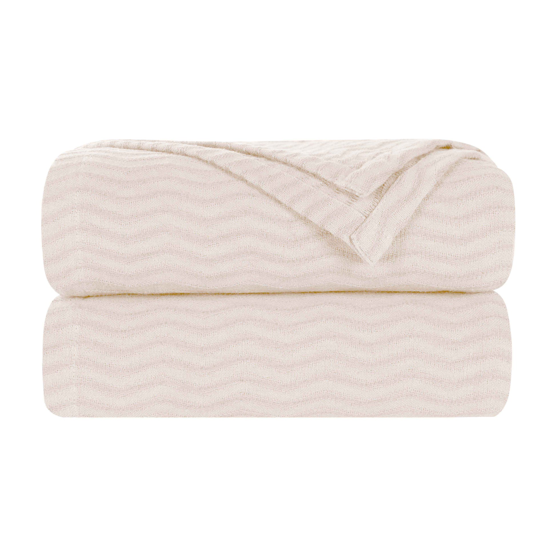 Jena Cotton Textured Chevron Lightweight Woven Blanket - Ivory